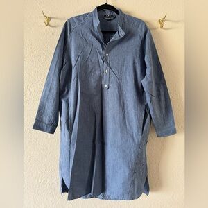 A.P.C. Blue Chambray Pin Striped Shirt Dress Us Size 6 French Size 38 Excellent